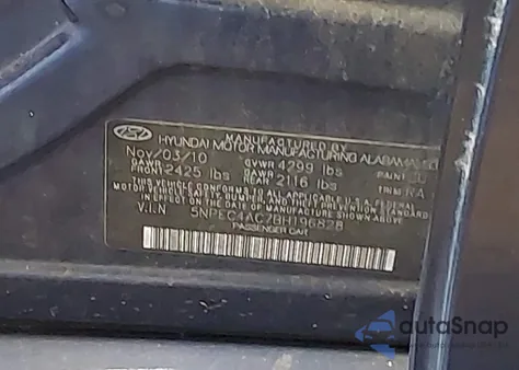 2011 Hyundai Sonata Se from USA, damaged, VIN 5NPEC4AC7BH196828